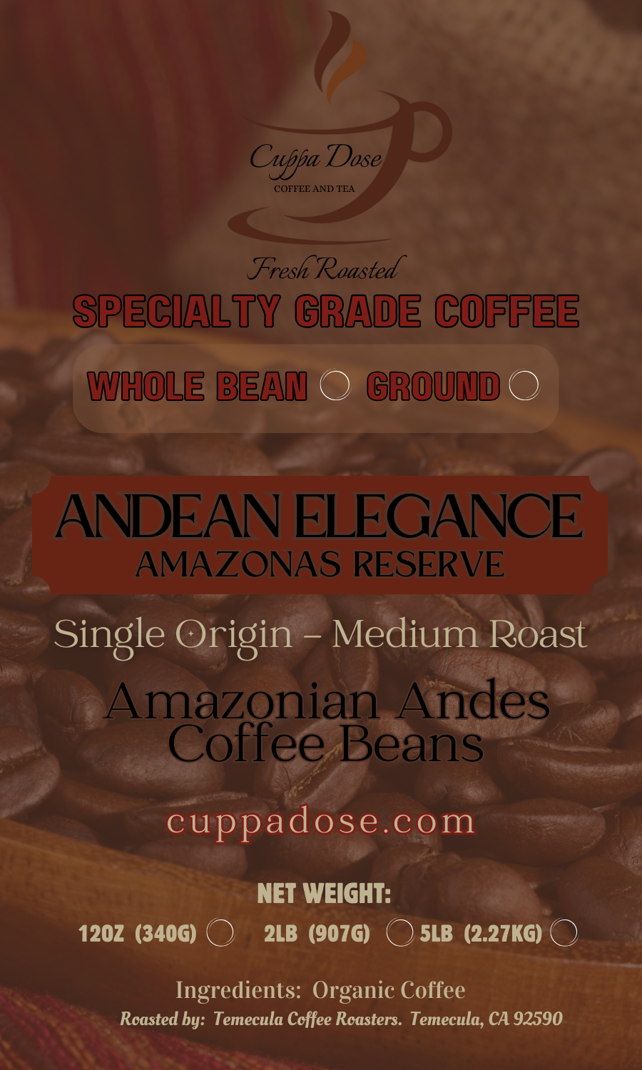 ANDEAN ELEGANCE COFFEE  AMAZONAS RESERVE- MEDIUM ROAST