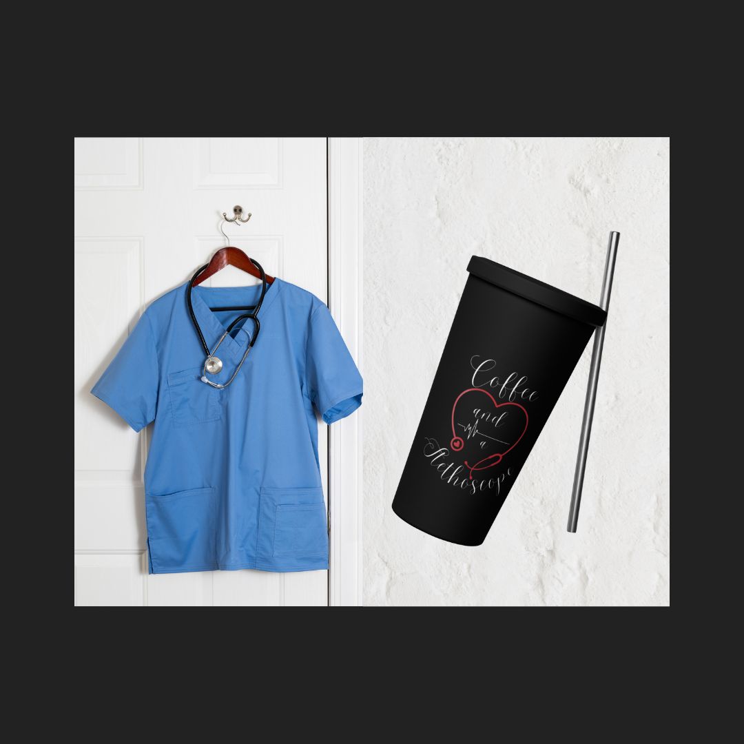 Coffee and a Stethoscope Tumbler (White)