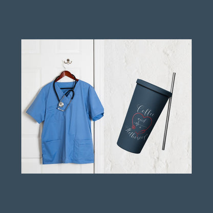 Coffee and a Stethoscope Tumbler (White)