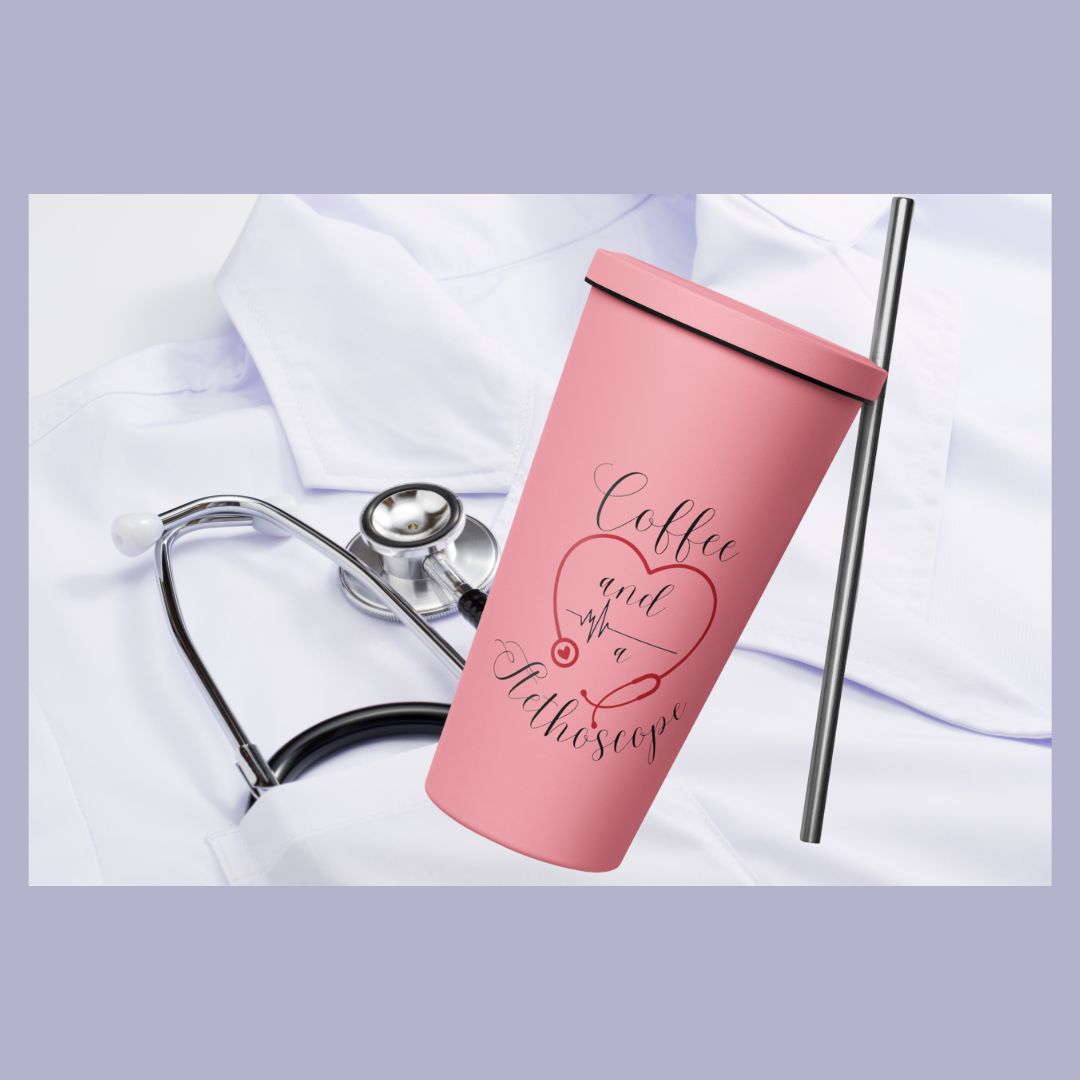 Coffee and a Stethoscope Tumbler (Black)