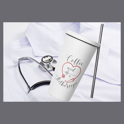 Coffee and a Stethoscope Tumbler (Black)