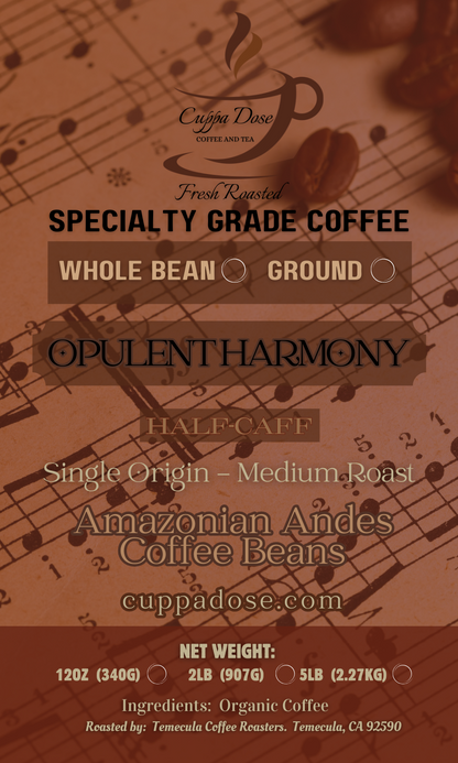 OPULENT HARMONY COFFEE - HALF CAFFEINATED - MEDIUM ROAST