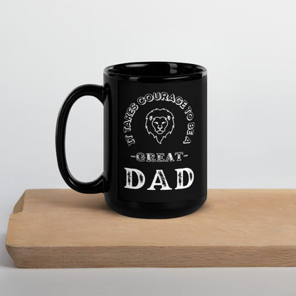 Dad Courage Black Mug