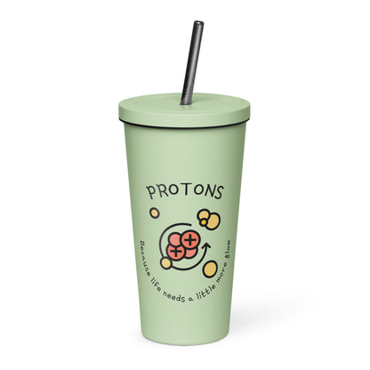 Protons Custom Print Insulated tumbler with a straw