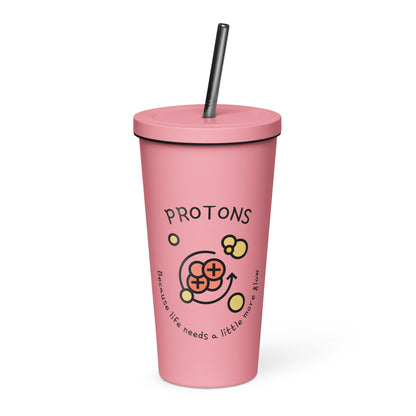 Protons Custom Print Insulated tumbler with a straw