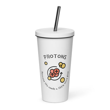 Protons Custom Print Insulated tumbler with a straw